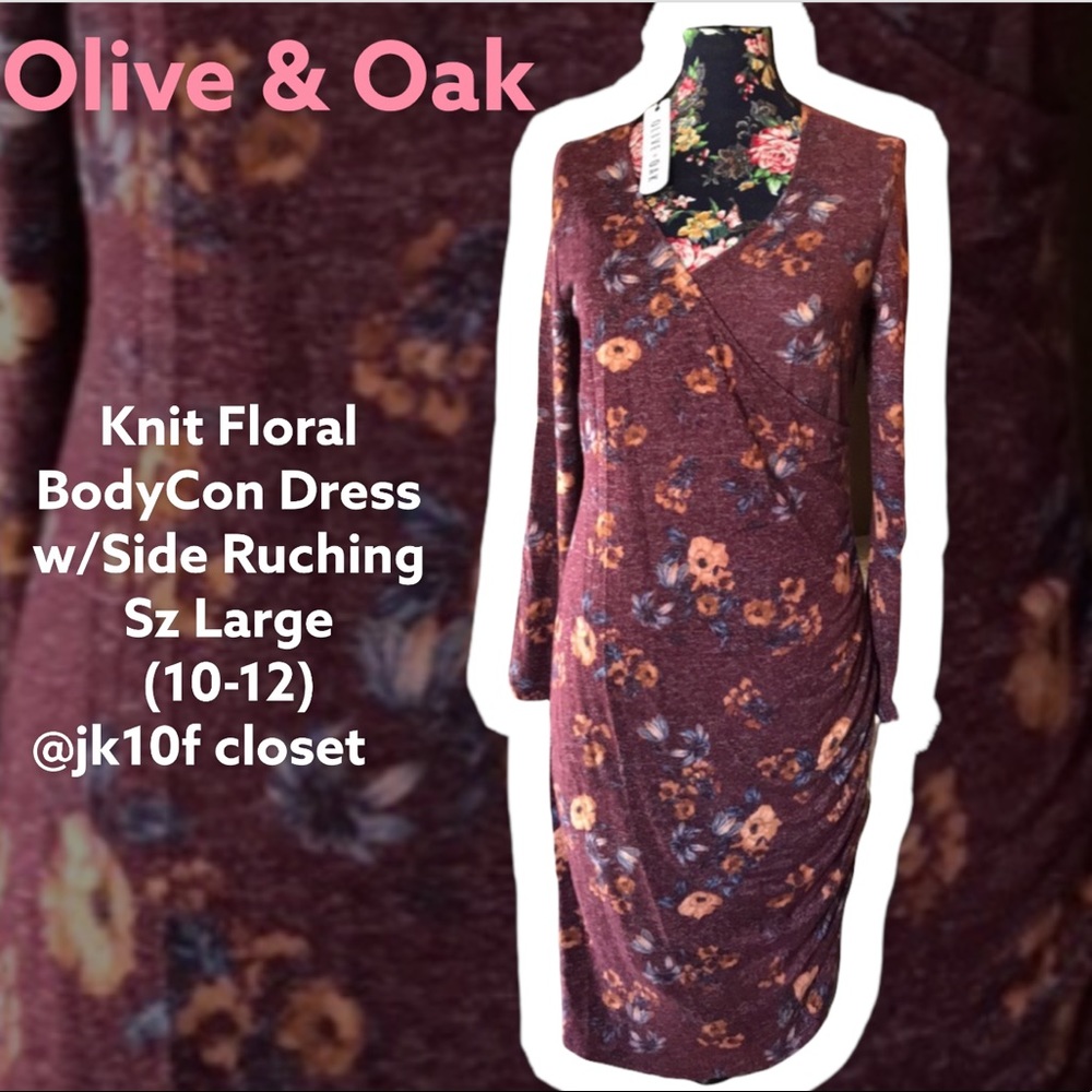 LOWEST🌺 NWT OLIVE & OAK LARGE FLORAL KNIT BODYCON DRESS